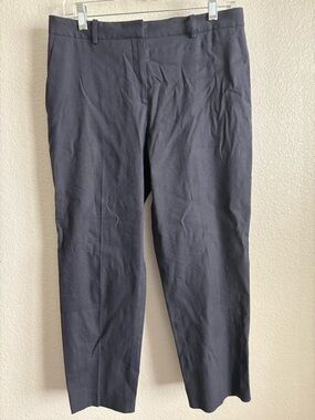 Theory Ladies Dark Navy Straight Linen Trousers